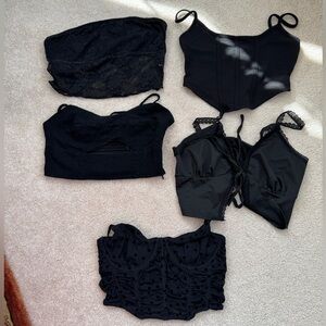 Black “Going out Top” Bundle of 5 tops, various brands (see below) Size S/XS